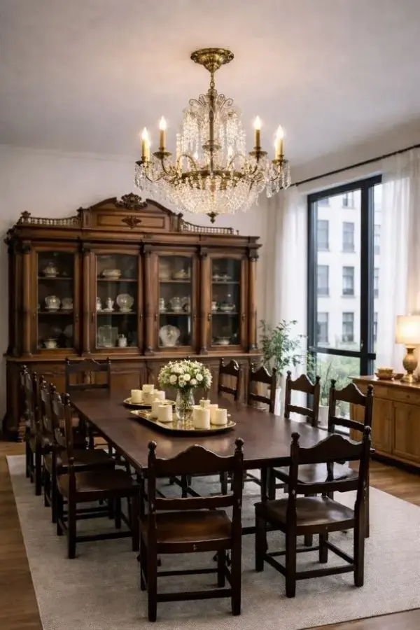 aed-14 Lámpara de araña antigua de latón y cristal - Imagen 1