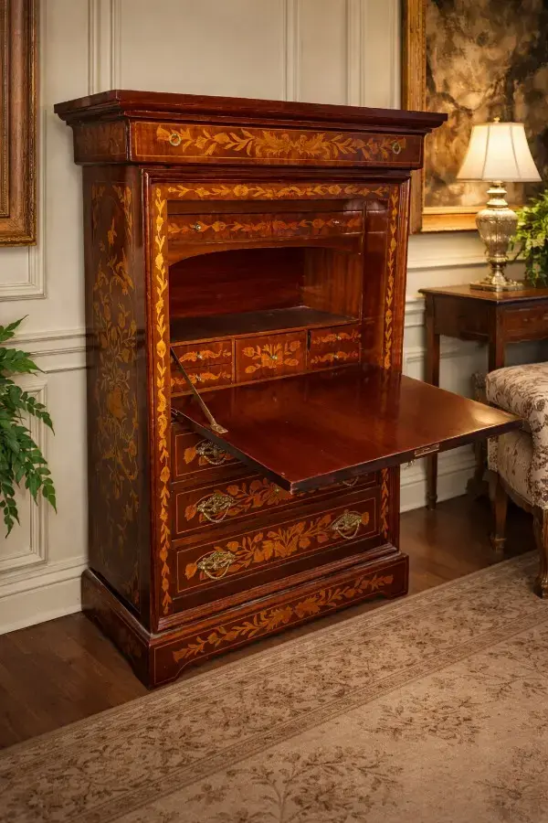 aed-15 Escritorio secreter abatible con marquetería floral - Imagen 1