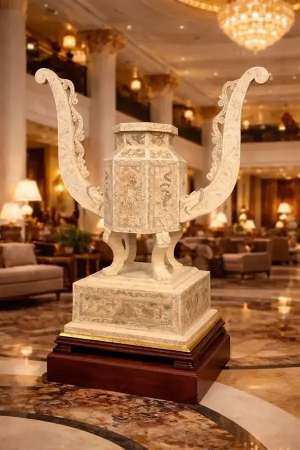 aed-20 Incensario ritual chino tipo ding con asas en forma de dragón - Imagen 1