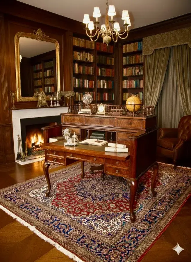 aed-37 Escritorio antiguo de caoba con cajonería - Imagen 1