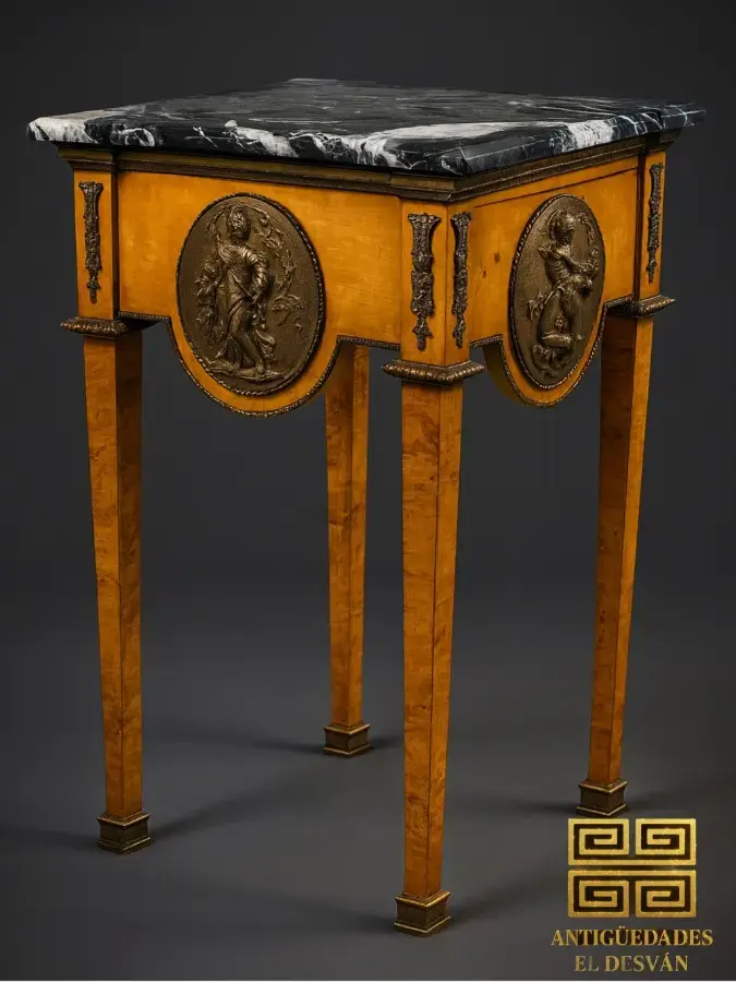 aed-4 Consola neoclásica con tapa de mármol y medallones en relieve - Imagen 1